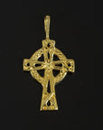 925 Sterling Silver & 24K Gold Vermeil Cross Pendant, Small open Work Celtic Cross with Straight Bail, Jewelry Supply, R33-RV33