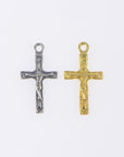 925 Sterling Silver & 24K Gold Vermeil Cross Pendant, Small Orthodox Crucifix, Jewelry Supply, R39-RV39