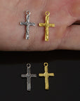 925 Sterling Silver & 24K Gold Vermeil Cross Pendant, Pendant Small Orthodox Crucifix, Jewelry Supply, R39P-RV39P
