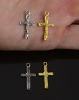925 Sterling Silver & 24K Gold Vermeil Cross Pendant, Small Orthodox Crucifix, Jewelry Supply, R39-RV39