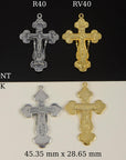 925 Sterling Silver & 24K Gold Vermeil Pendant, Elaborate large Orthodox Crucifix with Instruments of Tirture, Jewelry Supply, R40-RV40