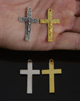 925 Sterling Silver & 24K Gold Vermeil Cross Pendant, Elaborate Crucifix with Art Nouveau Style, Jewelry Supply, R45-RV45