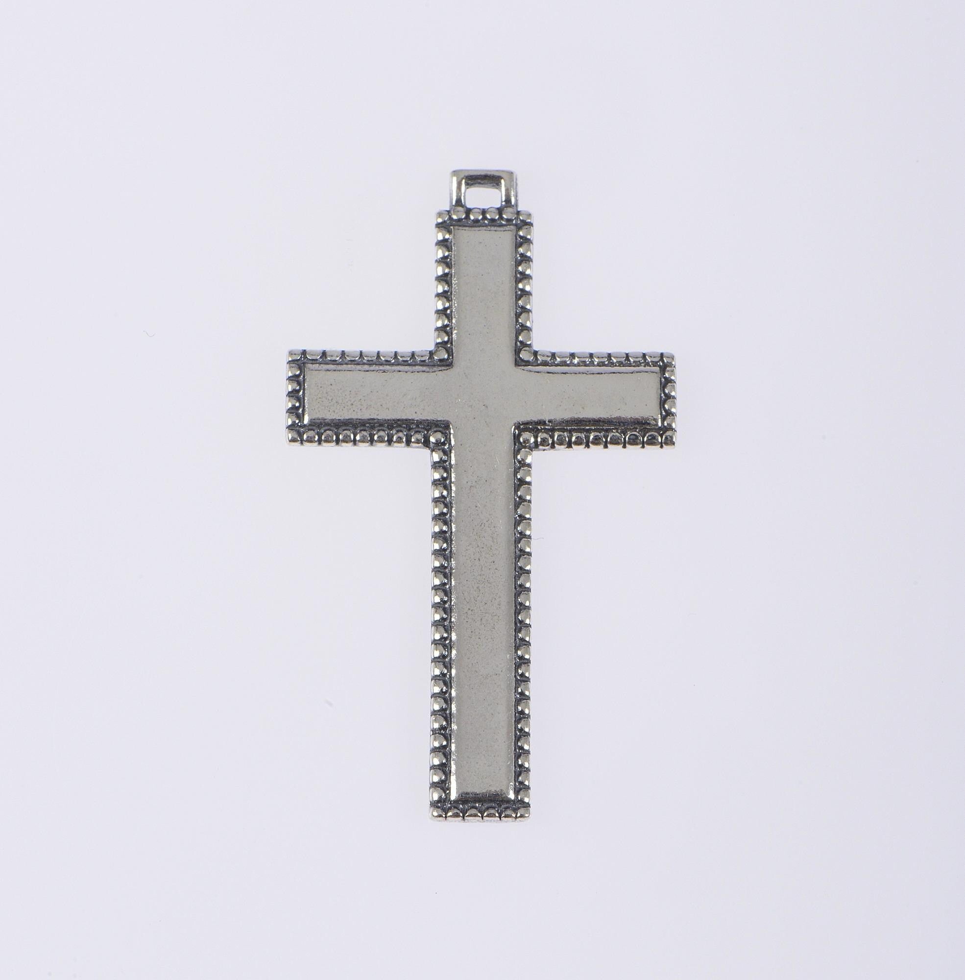 925 Sterling Silver & 24K Gold Vermeil Cross Pendant, Straight Cross with dotted frame, Jewelry Supply, R47P-RV47P