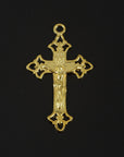 925 Sterling Silver & 24K Gold Vermeil Cross Pendant, Open work Crucifix, Jewelry Supply, R49-RV49