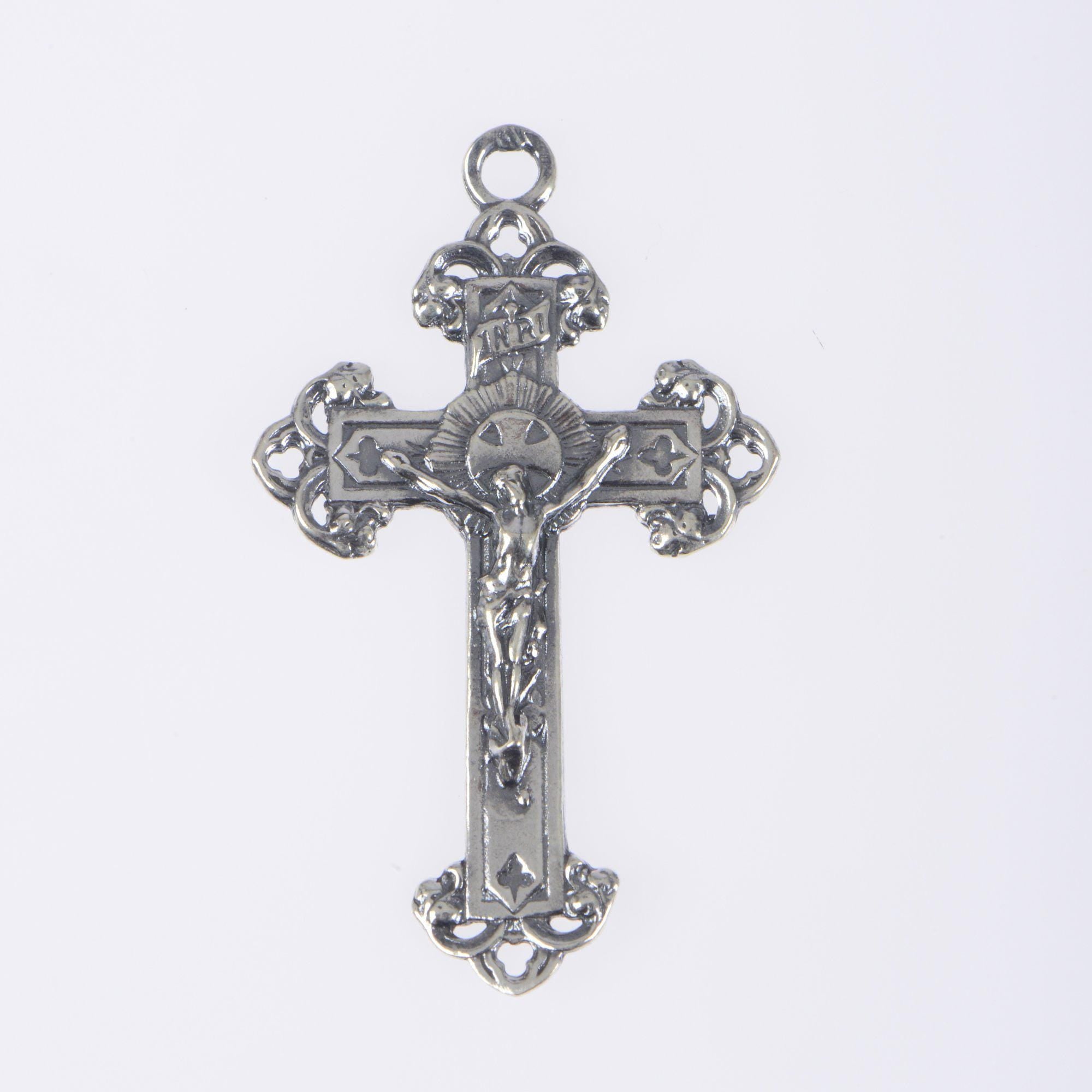 925 Sterling Silver & 24K Gold Vermeil Open Work Elaborate Crucifix with Illlumination, Jewelry Supply, R60-RV60