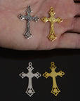925 Sterling Silver & 24K Gold Vermeil Open work Crucifix with Daisies, Jewelry Supply, R62-RV62
