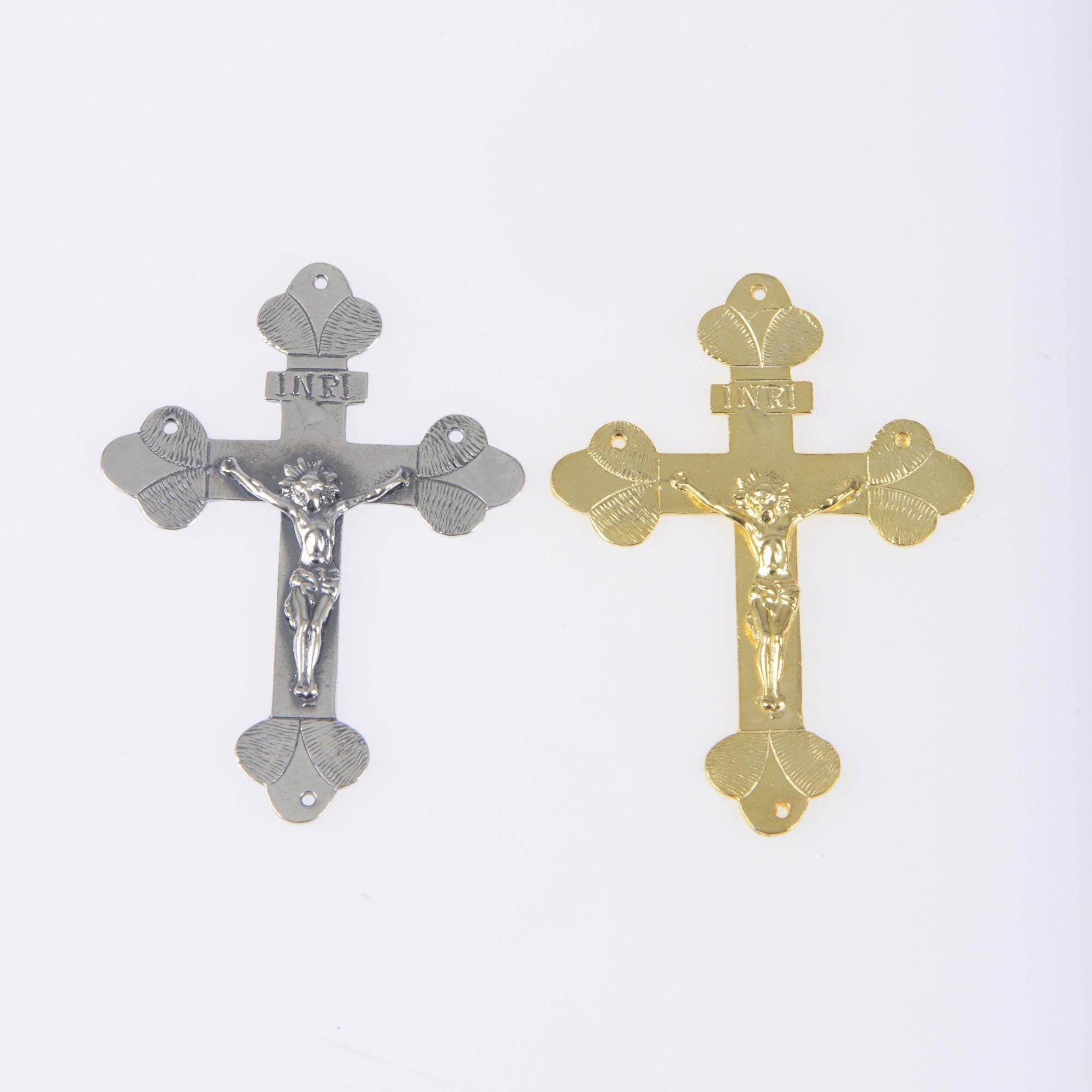 925 Sterling Silver & 24K Gold Vermeil Large Rosary Pendant, 19th Century Style, Jewelry Supply, R68P-RV68P