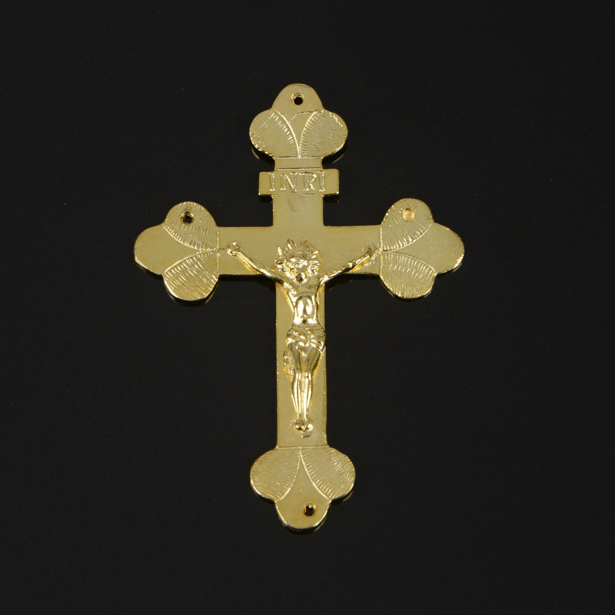925 Sterling Silver & 24K Gold Vermeil Large Rosary Pendant, 19th Century Style, Jewelry Supply, R68P-RV68P