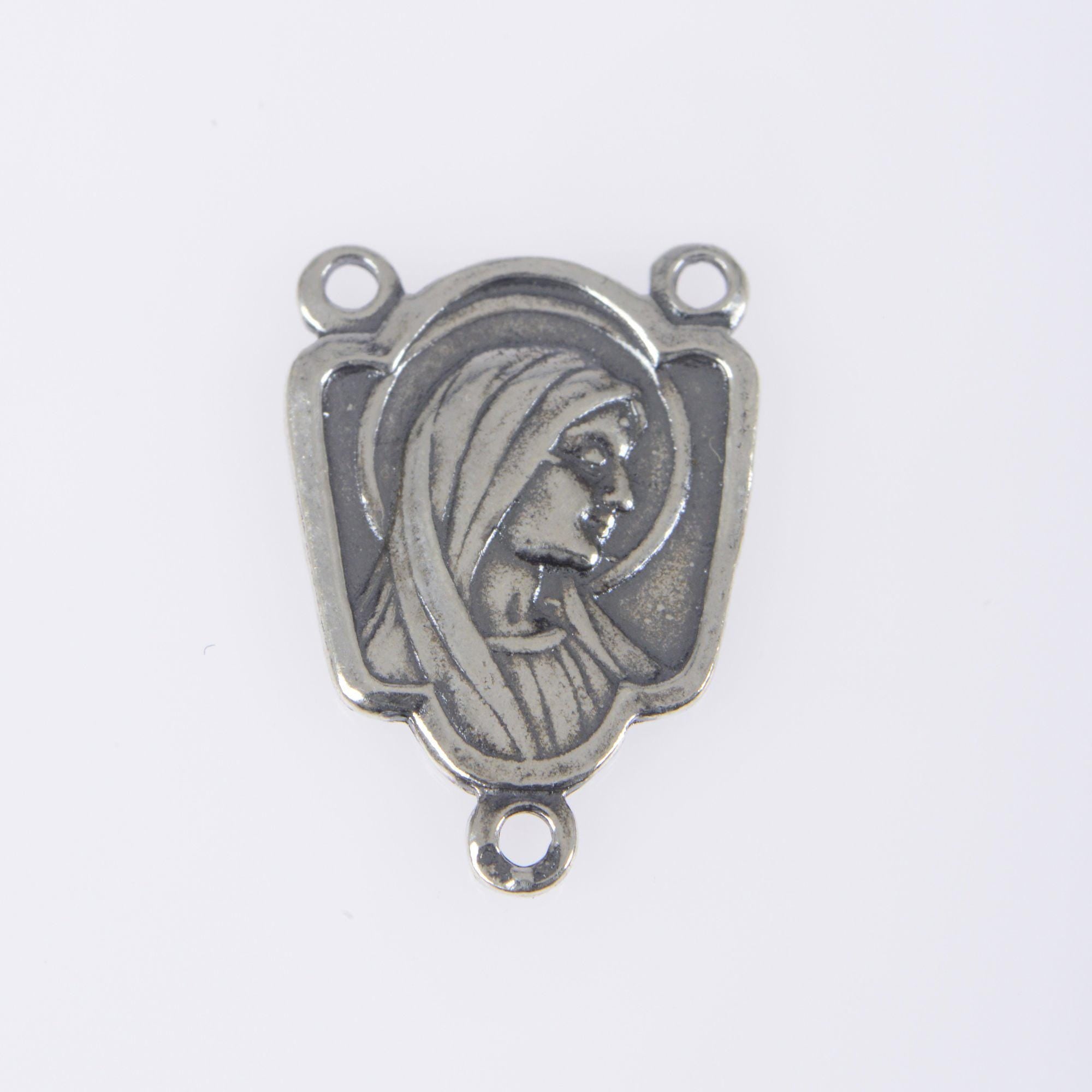 925 Sterling Silver & 24K Gold Vermeil Lourdes Apparition Virgin Mary Rosary Center, Jewelry Supply, R70 RV70