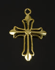 925 Sterling Silver & 24K Gold Vermeil Cross Pendant , Open work Plain and Large Cross, Jewelry Supply, R100- RV100