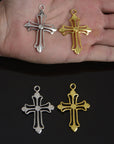 925 Sterling Silver & 24K Gold Vermeil Cross Pendant , Open work Plain and Large Cross, Jewelry Supply, R100- RV100