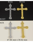 925 Sterling Silver & 24K Gold Vermeil Cross Pendant, Crucifix with Agnus Dei and Instruments of Torture, Jewelry Supply, R102-RV102