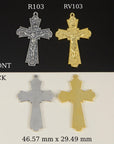 925 Sterling Silver & 24K Gold Vermeil Cross Pendant, Art Nouveau Crucifix with Large Corpus, Jewelry Supply, R103-RV103