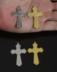 925 Sterling Silver & 24K Gold Vermeil Cross Pendant, Art Nouveau Crucifix with Large Corpus, Jewelry Supply, R103-RV103