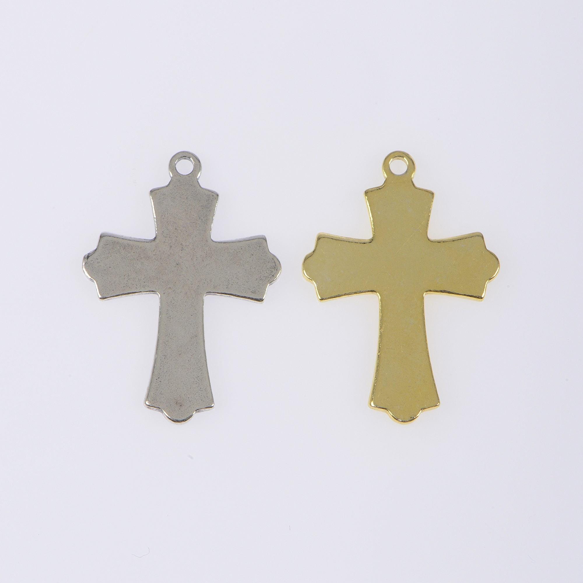 925 Sterling Silver & 24K Gold Vermeil Cross Pendant, Russian Greek Stayle Elaborate Pendant with Angels, Jewelry Supply, R43P-RV43P