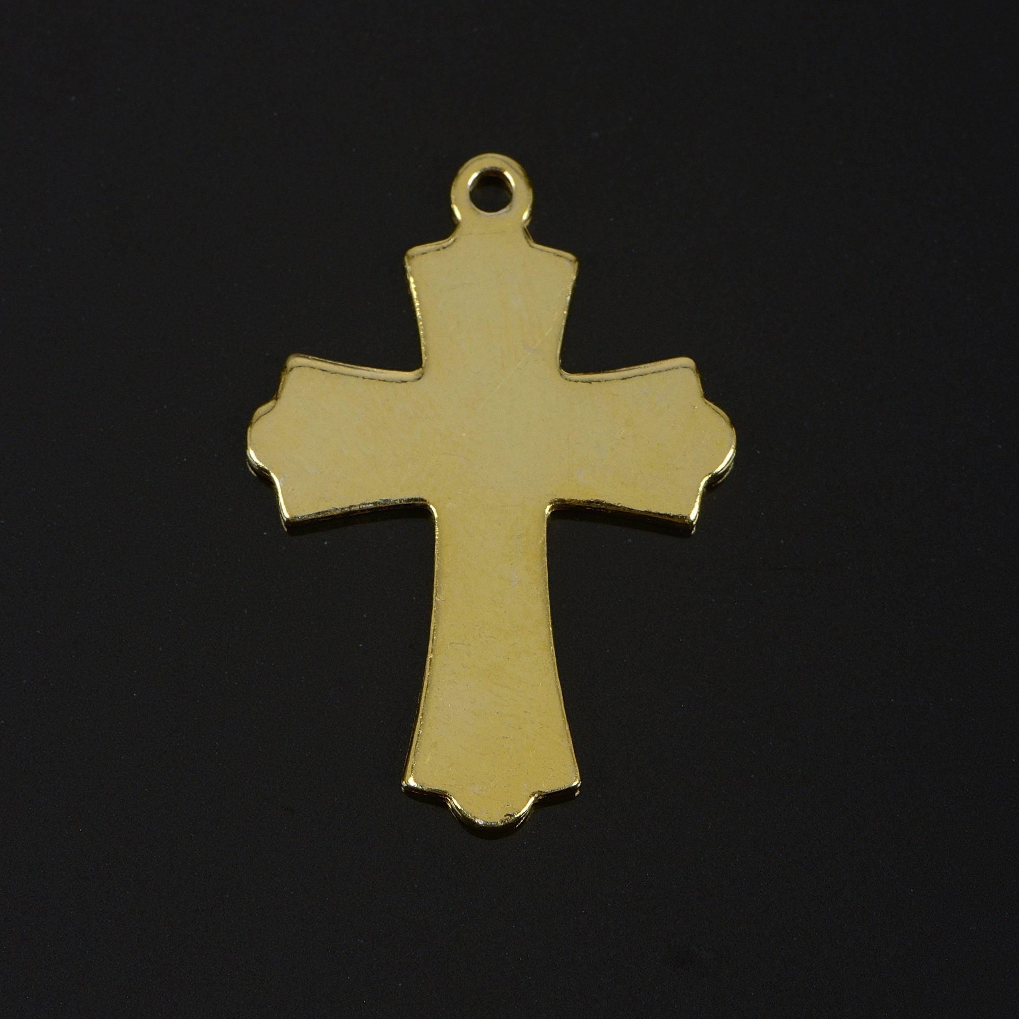925 Sterling Silver & 24K Gold Vermeil Cross Pendant, Russian Greek Stayle Elaborate Crucifix with Angels, Jewelry Supply, R43-RV43