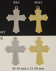 925 Sterling Silver & 24K Gold Vermeil Cross Pendant, Russian Greek Stayle Elaborate Crucifix with Angels, Jewelry Supply, R43-RV43
