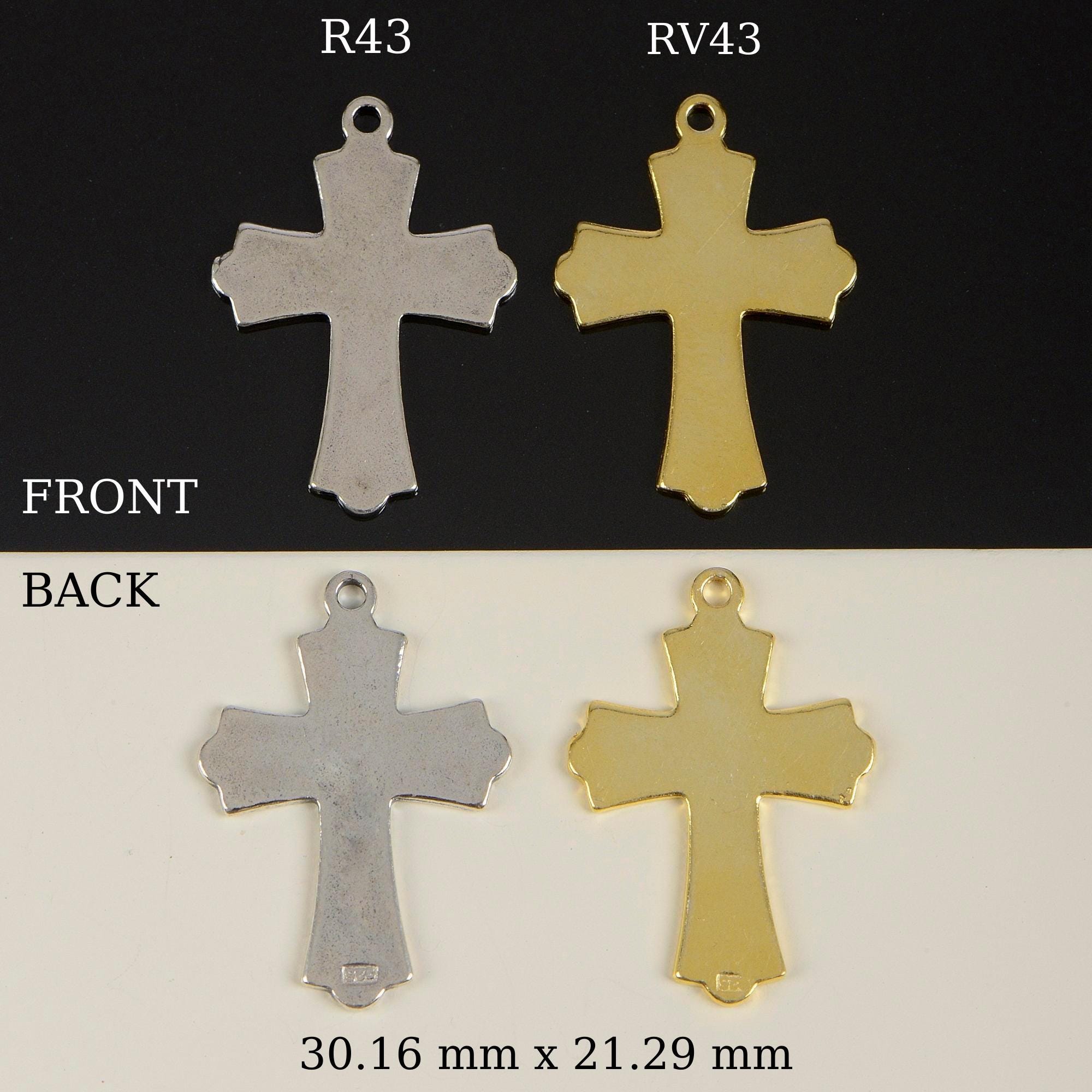 925 Sterling Silver & 24K Gold Vermeil Cross Pendant, Russian Greek Stayle Elaborate Pendant with Angels, Jewelry Supply, R43P-RV43P