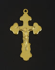 925 Sterling Silver & 24K Gold Vermeil Cross Pendant, Oriental Type Crucifix, Jewelry Supply, R35-RV35