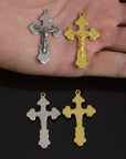 925 Sterling Silver & 24K Gold Vermeil Cross Pendant, Pendant Oriental Type Crucifix, Jewelry Supply, R35P-RV35P