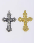 925 Sterling Silver & 24K Gold Vermeil Orthodox Cross, Jewelry Supply, R37-RV37