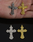 925 Sterling Silver & 24K Gold Vermeil Orthodox Cross, Jewelry Supply, R37-RV37