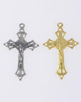 925 Sterling Silver & 24K Gold Vermeil Cross Pendant, Pendant Open Work Illumination Crucifix, Jewelry Supply, R46P-RV46P