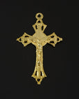 925 Sterling Silver & 24K Gold Vermeil Cross Pendant, Pendant Open Work Illumination Crucifix, Jewelry Supply, R46P-RV46P