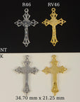 925 Sterling Silver & 24K Gold Vermeil Cross Pendant, Pendant Open Work Illumination Crucifix, Jewelry Supply, R46P-RV46P