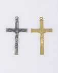 925 Sterling Silver & 24K Gold Vermeil Cross Pendant, Pendant Art Deco Rosary Crucfix, Jewelry Supply, R48P-RV48P