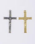 925 Sterling Silver & 24K Gold Vermeil, Art Deco Rosary Crucfix, Jewelry Supply, R48-RV48