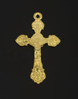925 Sterling Silver & 24K Gold Vermeil Pendant Art Nouveau Crucifix, Jewelry Supply, R51P-RV51P