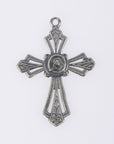 925 Sterling Silver & 24K Gold Vermeil Open Work St Therese Cross, Jewelry Supply, R52-RV52