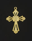 925 Sterling Silver & 24K Gold Vermeil Pendant Open Work St Therese Cross, Jewelry Supply, R52P-RV52P