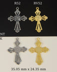 925 Sterling Silver & 24K Gold Vermeil Pendant Open Work St Therese Cross, Jewelry Supply, R52P-RV52P