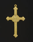 925 Sterling Silver & 24K Gold Vermeil Pointed Cross with Virgin Mary Medal, Jewelry Supply, R53-RV53