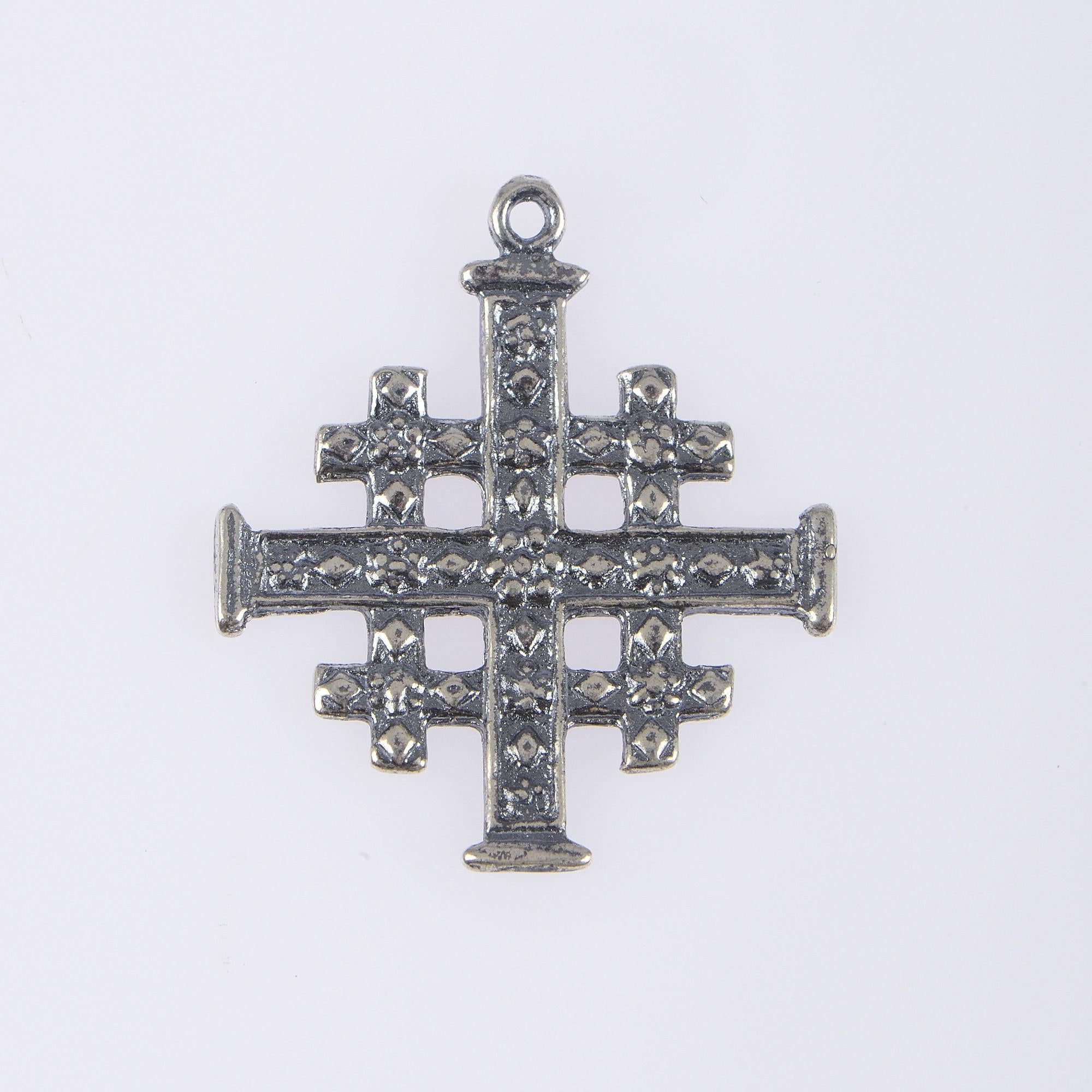 925 Sterling Silver & 24K Gold Vermeil Pendant Jerusalem Cross, Jewelry Supply, R55P-RV55P