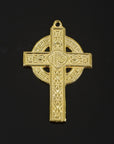 925 Sterling Silver & 24K Gold Vermeil Cross Pendant, Elaborate Celtic Cross, Jewelry Supply, R57-RV57