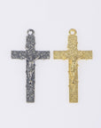 925 Sterling Silver & 24K Gold Vermeil High Relief Ivy Clad Crucifix, Jewelry Supply, R63-RV63
