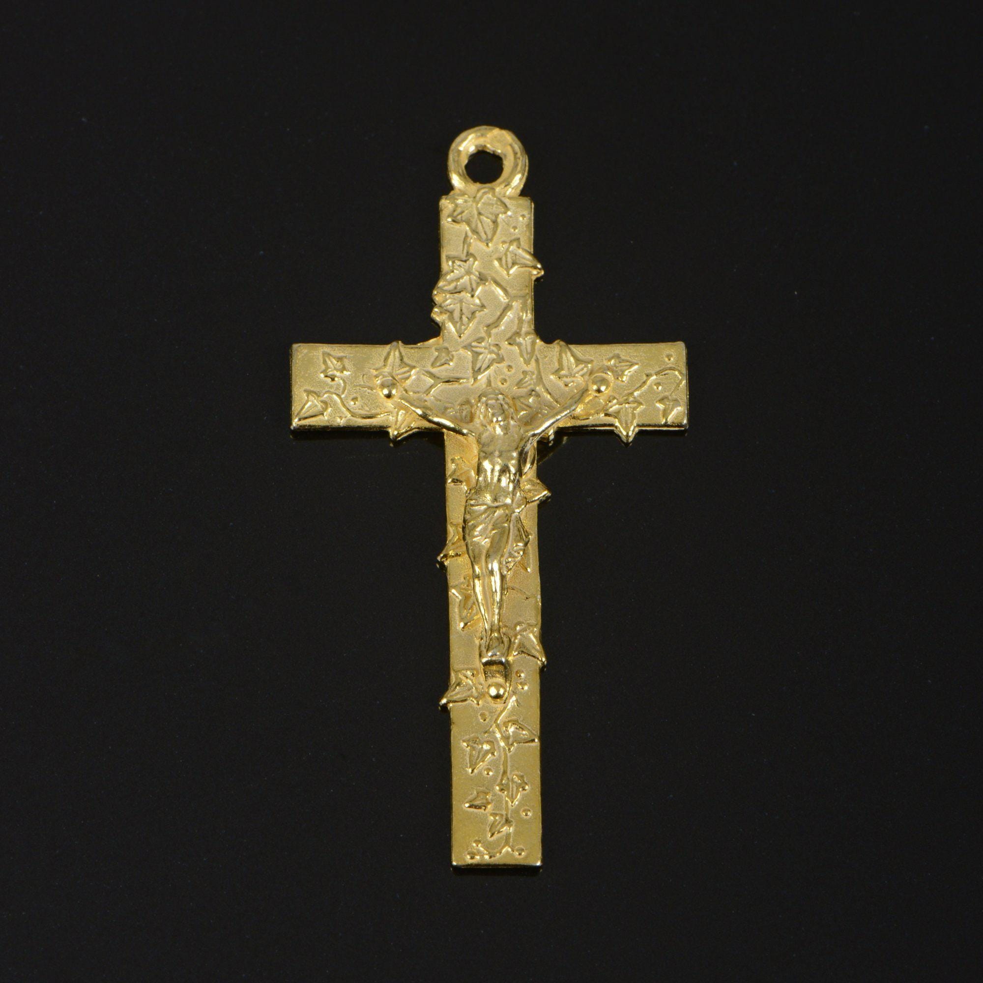 925 Sterling Silver & 24K Gold Vermeil High Relief Ivy Clad Pendant, Jewelry Supply, R63P-RV63P