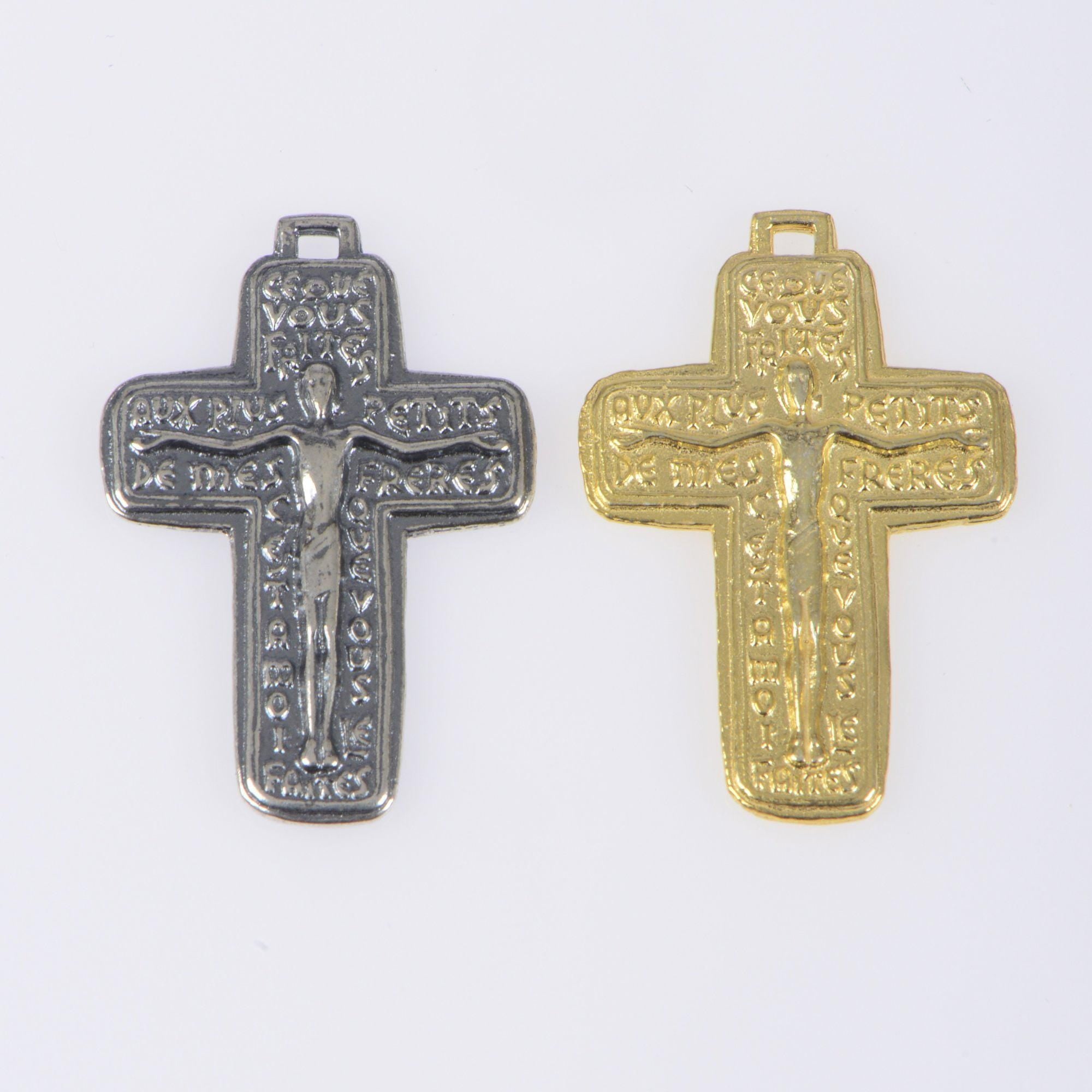 925 Sterling Silver & 24K Gold Vermeil Mattheew’s Gospel 25:40 Caritas Crucifix, Jewelry Supply, R69-RV69