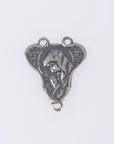 925 Sterling Silver & 24K Gold Vermeil Rosary Center, Two Sided Jesus and Mary Heart Shaped Rosary Center, Jewelry Supply, R72-RV72