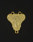 925 Sterling Silver & 24K Gold Vermeil Rosary Center, Two Sided Jesus and Mary Heart Shaped Rosary Center, Jewelry Supply, R72-RV72