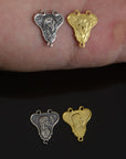 925 Sterling Silver & 24K Gold Vermeil Rosary Center, Two Sided Jesus and Mary Heart Shaped Rosary Center, Jewelry Supply, R72-RV72