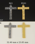 925 Sterling Silver & 24K Gold Vermeil Modernist Crucifix, Jewelry Supply, R61-RV61