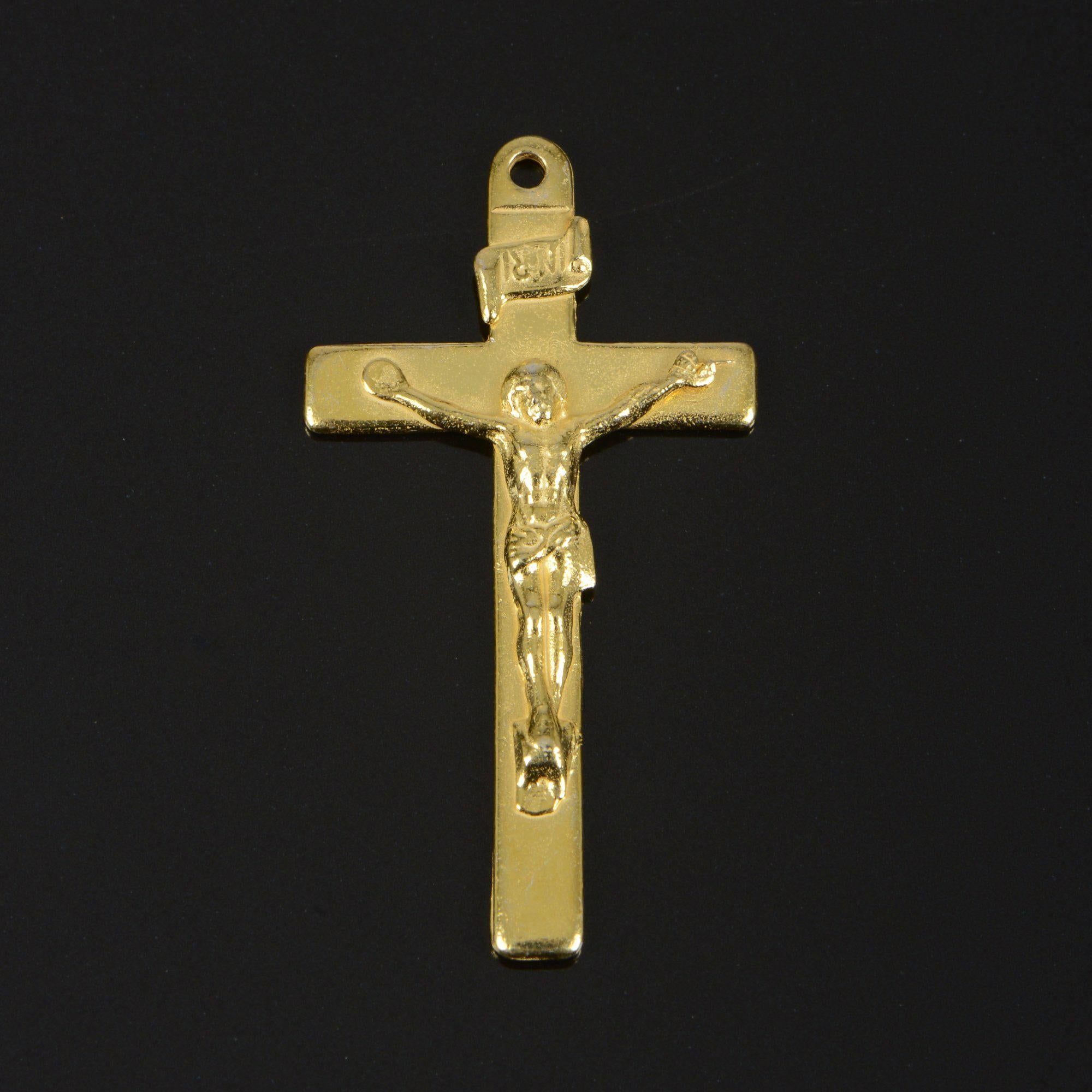 925 Sterling Silver & 24K Gold Vermeil Straight Classical Crucifix, Jewelry Supply, R64-RV64