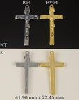 925 Sterling Silver & 24K Gold Vermeil Straight Classical Crucifix, Jewelry Supply, R64-RV64