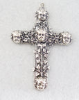 Large 925 Sterling Silver & 24K Gold Vermeil Filigree Angel Head Cross, Pectoral Pendant – Art Nouveau – Rare, Jewelry Supply, R14-RV14
