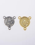 925 Sterling Silver & 24K Gold Vermeil Saint Therese Rosary Center, Jewelry Supply R74-RV74