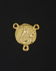 925 Sterling Silver & 24K Gold Vermeil Saint Therese Rosary Center, Jewelry Supply R74-RV74